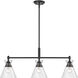Malta 3 Light 34 inch Matte Black Linear Pendant Ceiling Light